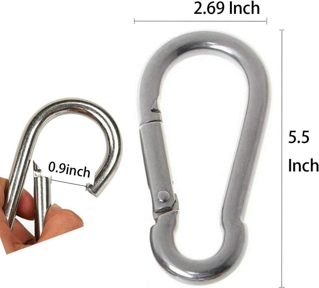 Large Carabiner Clip,5-1/2 Inch Heavy Duty Stainless Steel Spring Snap Hook for 