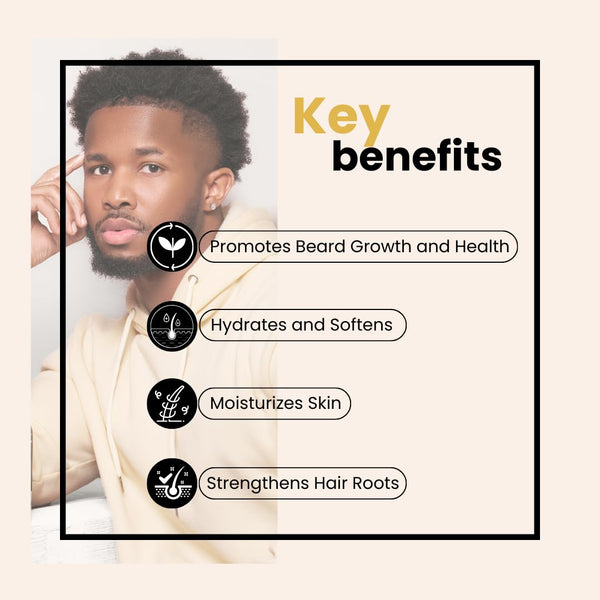 BASK & LATHER Beard Growth Oil, Frizz Free Hair Oil for Men Beard Care with Vitamins & Natural Ingredients to Hydrate, Smooth & Soften for Shiny,