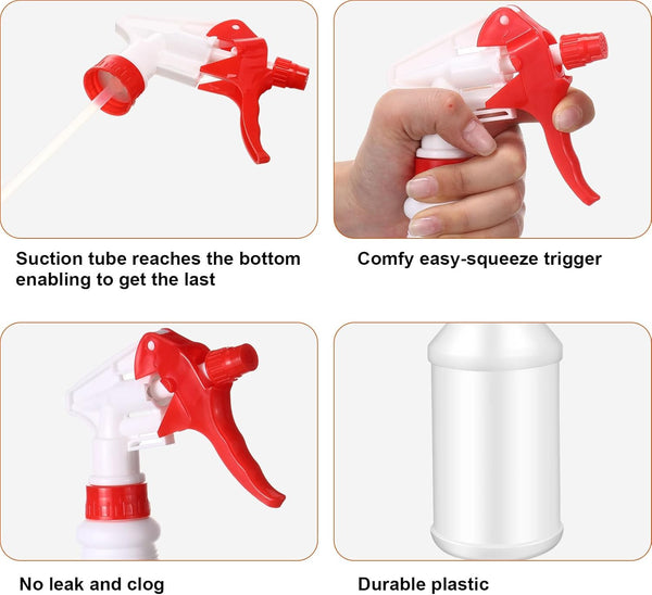 Eccliy 12 Pcs 16 Oz Plastic Spray Bottle, Adjustable Empty Reusable Sprayer for Cleaning, Planting, Water, Bathroom and Kitchen, BBQ, Commercial