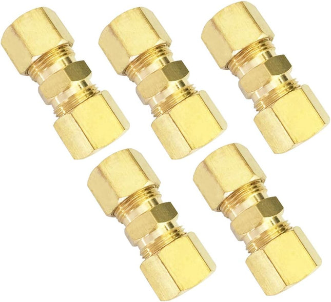 1/8" Compression Union Brass Tube Fitting, 1/8" OD x 1/8" OD, 5pcs 5 1/8" x 1/8" Tube OD