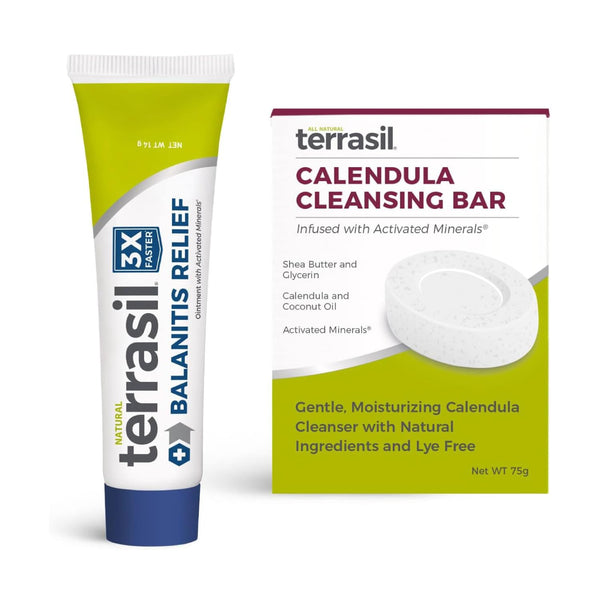 terrasil Balanitis Relief + Calendula Soap 2-Product Kit - Balanitis Treatment for Men, Natural Foreskin Ointment for Itch, Irritation & Redness