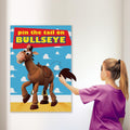OULUN Toy Inspired Stories Party Supplies, Pin the Tail on the Bullseye Party Game, Large Poster 24PCS Reusable Tail Stickers for Kids Boys
