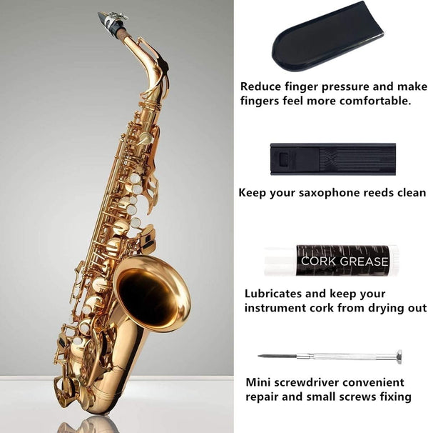 SKYNEO Saxophone Cleaning Kit, Clarinet Cleaning Kit with Maintenance Kit,Cork Grease,Swab,Strap,Cleaning Cloth,Thumb Rest,Reed Case,Mouthpiece