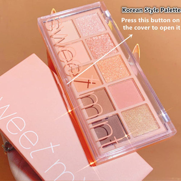Go Ho 10 Colors Eyeshadow Palette,Matte&Glitter&Shimmer Eyeshadow Korean Makeup,Long Lasting Blendable Shades,Naturing-Looking,Waterproof Cool Eye