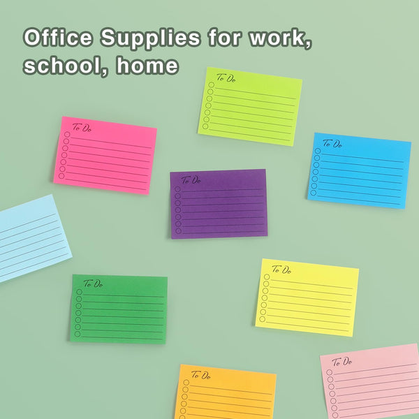 Eastern Wolf 9 Pads to Do Lined Sticky Notes, 9 Bright Multi Colors Self-Stick Note Pads, 3x4 Inch with Line Adhesive Memo Sticky Notes Notepad,