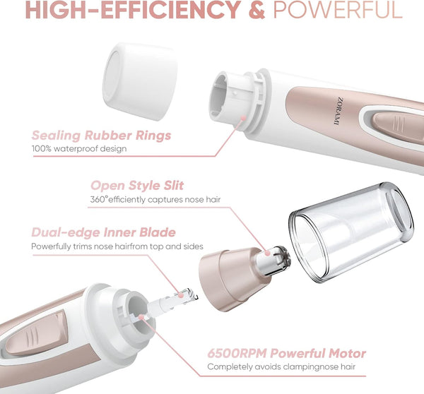 Ear and Nose Hair Trimmer Clipper - 2025 Professional Painless Eyebrow & Facial Hair Trimmer for Men Women, Battery-Operated Trimmer with IPX7