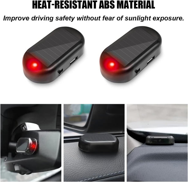 Car Solar Power Simulated Dummy Alarm, Anti-Theft LED Flashing Security Light Fake Lamp, Automotive Warning Interior Safety Lights with USB