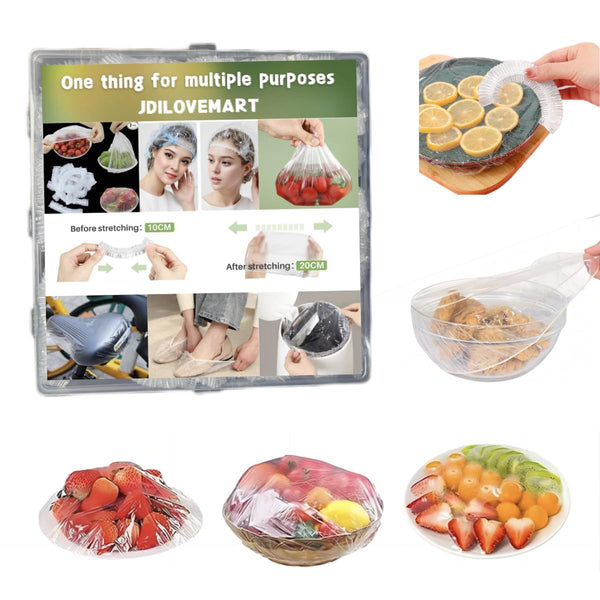 50Pcs Disposable Plastic Food Cover, Cling Film, Elastic Food Cover, Refrigerator Fruit Food, Elastic Dustproof Bowl, Cup Cover, Kitchen Cling