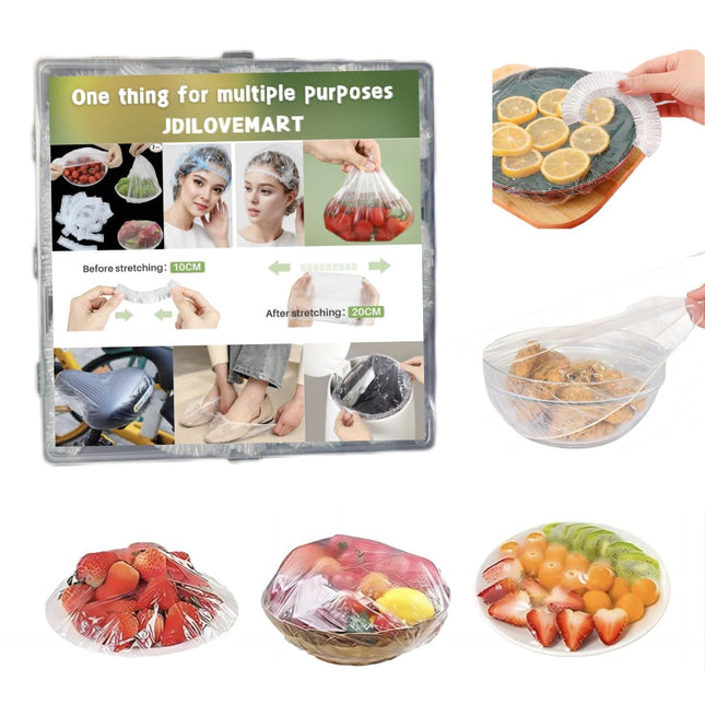 50Pcs Disposable Plastic Food Cover, Cling Film, Elastic Food Cover, Refrigerator Fruit Food, Elastic Dustproof Bowl, Cu