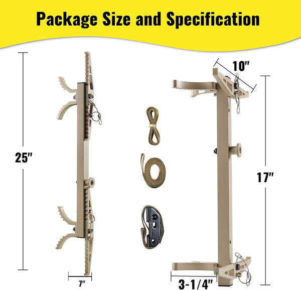 Climbing Sticks, 17” Lightweight Aluminium Hunting Climbing Sticks w/Silent Design, Tree Stand Sticks w/Pivoting V-Brackets & 20” Rope Aiders,