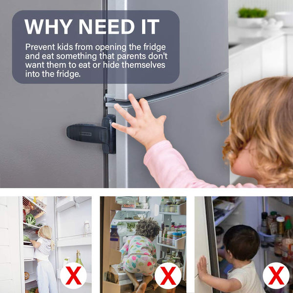 EUDEMON Home Refrigerator Fridge Freezer Door Lock Latch Catch Toddler Kids Child Baby Safety Lock Easy to Install No Tools Need or Drill (Grey?1