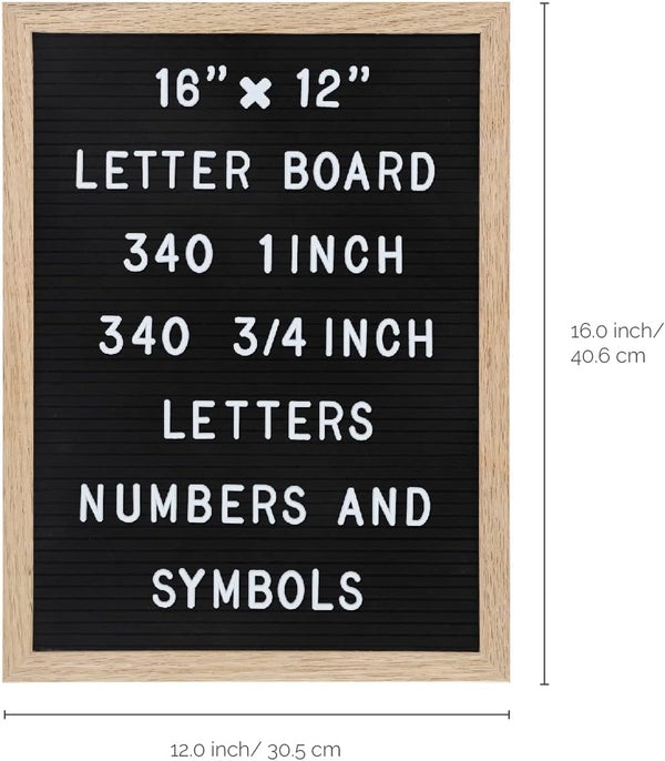 Felt Letter Board - 680 Letters, Numbers & Symbols, 16 x 12 inch, Changeable Message Board for Notes & Announcements, Wood Frame, 2 Storage Bags,