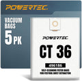 POWERTEC 75038 Filter Bag for Festool 496186 Fits CT 36, 5PK