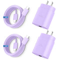 Super Fast Charger Type C, 25W USB C Wall Charger Fast Charging 6.6FT Cable Lavender 6.6FT