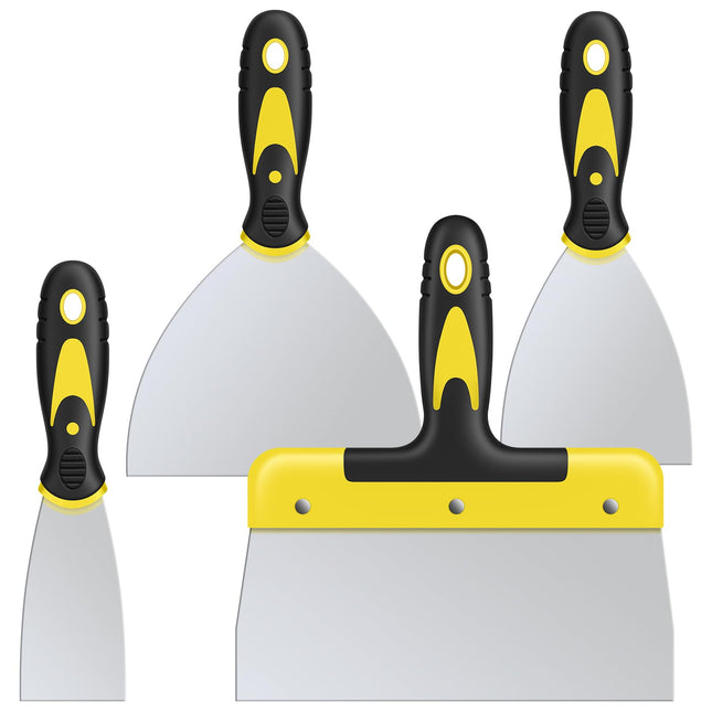 Dekeones Putty Knife Set, 4PCS Stainless Steel Scraper Paint Tool with Comfortab