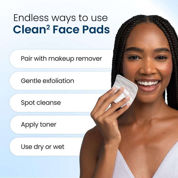 Clean Skin Club Clean² Pads 2.0 [NEW & Improved Edges] Guaranteed Not to Shed & Tear Face Pads, Unique Triple Layers, Textured & Ultra Soft Side,