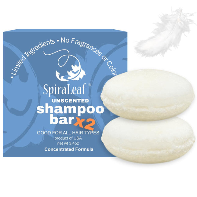Spiraleaf Whiff Shampoo Bars, X2 Savings, Unscented: Limited Ingredients, No Sce