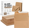 Best Paper Greetings Blank A7 Kraft Brown Paper & Envelopes for Card Making - 5 x 7 in & 5.25 x 7.25 in, 50 Pack, Brown - Bulk Blank Notecards