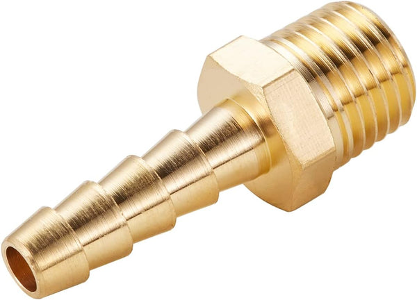 Brass Hose Barb Fittings,1/4" Barb x 1/4" NPT Male Air Hose Pipe Fittings,Compression Hose Fittings Adapter 6pcs