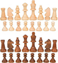 2 in 1 Chess Pieces Wood Chess Pieces + Checker Pieces Without Board (3.5 inches)