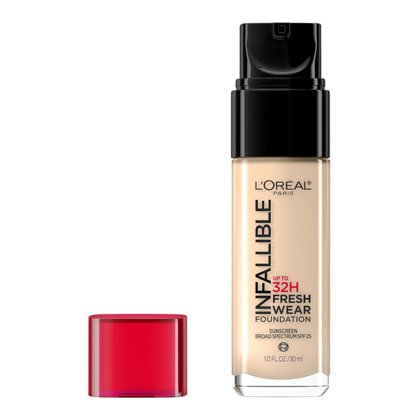 L'Oreal Paris Makeup Infallible up to 32 Hour Fresh Wear Lightweight Foundation, 411 Beige Ivory, 1 Fl Oz, Packaging May Vary