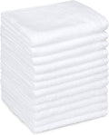 Amazon Basics Cotton Washcloths, Lightweight Quick-Dry, Absorbent Face and Body Towel Set, 12" x 12", White, 12-Pack Washcloth (Pack of 12) 12