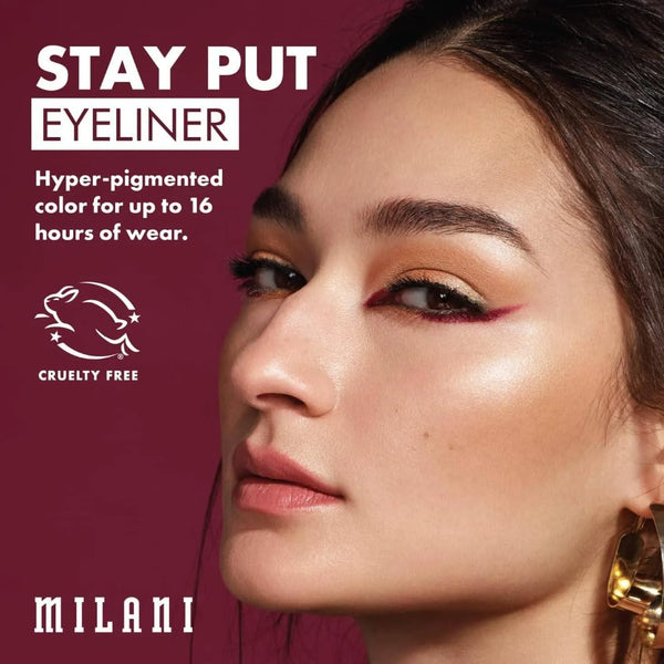 Milani Stay Put Eyeliner - Semi-Sweet (0.01 Ounce) Cruelty-Free Self-Sharpening Eye Pencil with Built-In Smudger - Line & Define Eyes with High