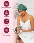 HFRHTGY Adjustable Silk Satin Hair Bonnet for Sleeping, Double Layer Hair Wrap Sleep Cap Turban for Women Men, Curly Straight Braid Unisex (Forest