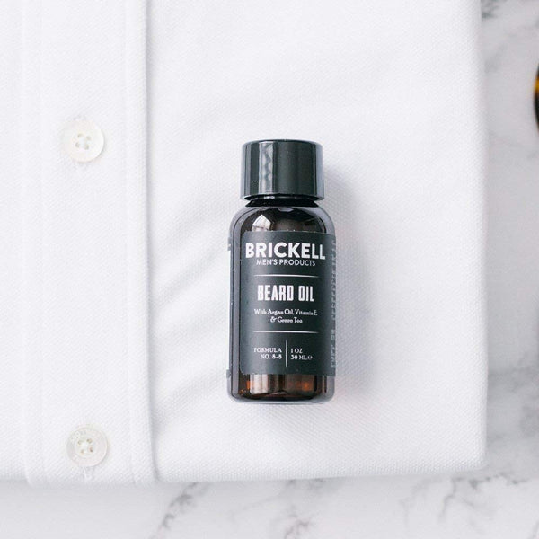Brickell Men'S Beard Oil for Men, Natural and Organic Argan and Jojoba Oil to Strengthen and Soften Hair, 1 Ounce, Scented