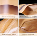 50Pcs Resealable Kraft Paper Stand Up Pouches with Window - 3.5" x 5.5" Small Food Storage Bags with Zip Lock - Heat Sealable Brown Paper Bags for