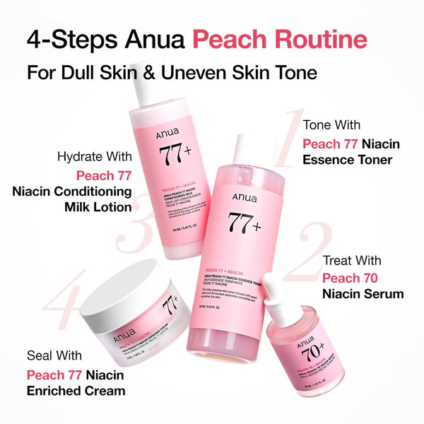 Anua Peach 70 Niacinamide Serum, Daily Glow Serum For Face, Skin Tone & Dullness Care with Vitamin B12, Lightweight, Hydrating For Glass Skin