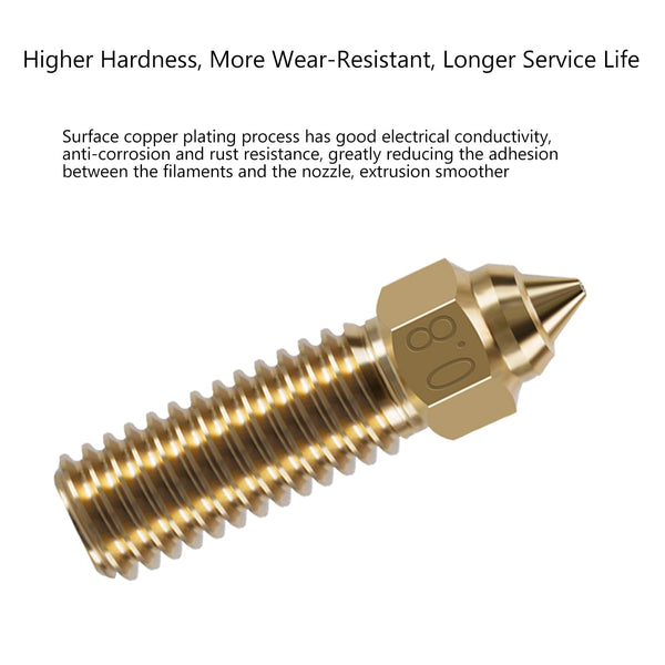 10PCS 3D Printer Extruder Nozzles Kit for K1/K1 Max/Ender 3 V3 KE, Packed High Temperature and Wear Resistance 5PCS 0.4mm, 1PC 0.2mm, 1PC 0.6mm,