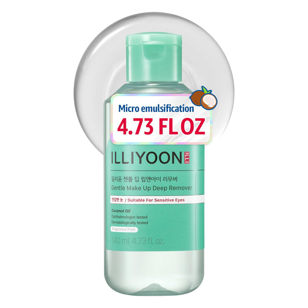 Illiyoon Gentle Deep Eye Makeup Remover | for Waterproof Mascara, Lipstick, Eyeliner, Non-Greasy 2-Phase Oil & Water Formula, Ophthalmologist