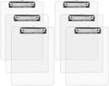Plastic Clipboards (Set of 6) Transparent Clipboard (Clear) Strong 12.5 X 9 Inch | Holds 100 Sheets! Acrylic Clipboards with Low Profile Clip |