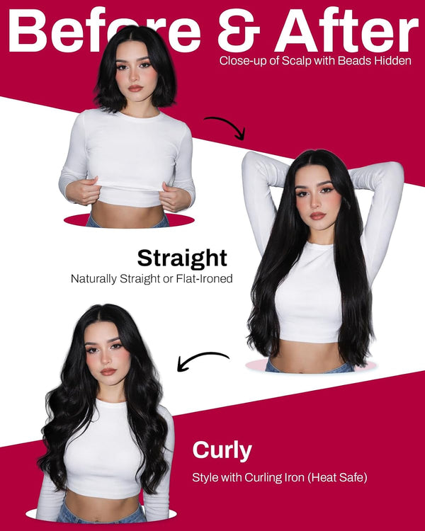 Moresoo Microlink Hair Extensions Human Hair Balayage Dark Brown with Medium Brown Micro Loop Hair Extensions Real Human Hair Brown 50G/50S 14In