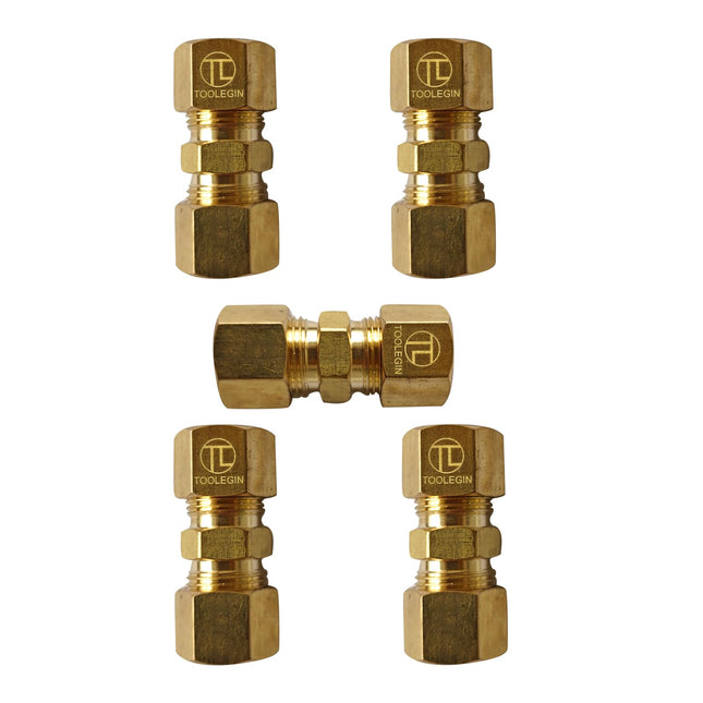 1/8" Compression Union Brass Tube Fitting, 1/8" OD x 1/8" OD, 5pcs 5 1/8" x 1/8" Tube OD