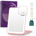 LED Foldable Travel Makeup Mirror - 5X7 Inches 3 Colors Light Modes USB Rechargeable Touch Screen, Portable Tabletop Cosmetic for Travel,