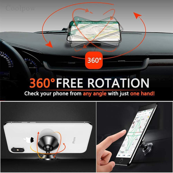 Coolpow【2 Packs Magnetic Phone Holder for Car【Strong Magnet】 Phone Holders for Your Car Phone Holder Mount【4 Metal Plate】 Universal Car