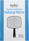 Forpro Professional Collection Premium Hand Mirror with Handle, 6.3" W X 9.6" L, Multi-Purpose Handheld Mirror with Distortion-Free Reflection, Black