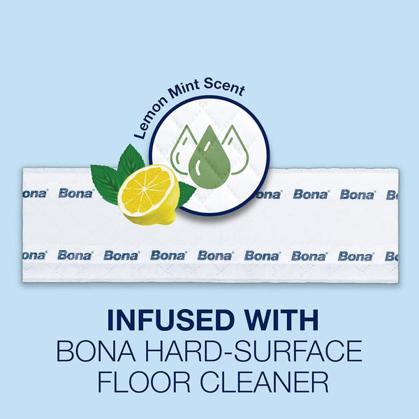 BonaÂ® Disposable Wet Cleaning Pads for Hard-Surface Floors, Lemon Mint Scent 12 Count (Pack of 1)