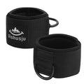 Ankle Wrist Cuffs Neoprene Padded Straps D-Ring Glute Kickback for Cable Machines Legs Exercise Adjustable Fitness D ring black