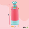 Ello Kids Colby 12oz Stainless Steel Insulated Water Bottle with Straw and Built-In Silicone Coaster Carrying Handle and Leak-Proof Locking Lid