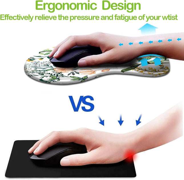 Ergonomic Mouse Pad with Wrist Support, Cute Mouse Pads with Non-Slip PU Base fo