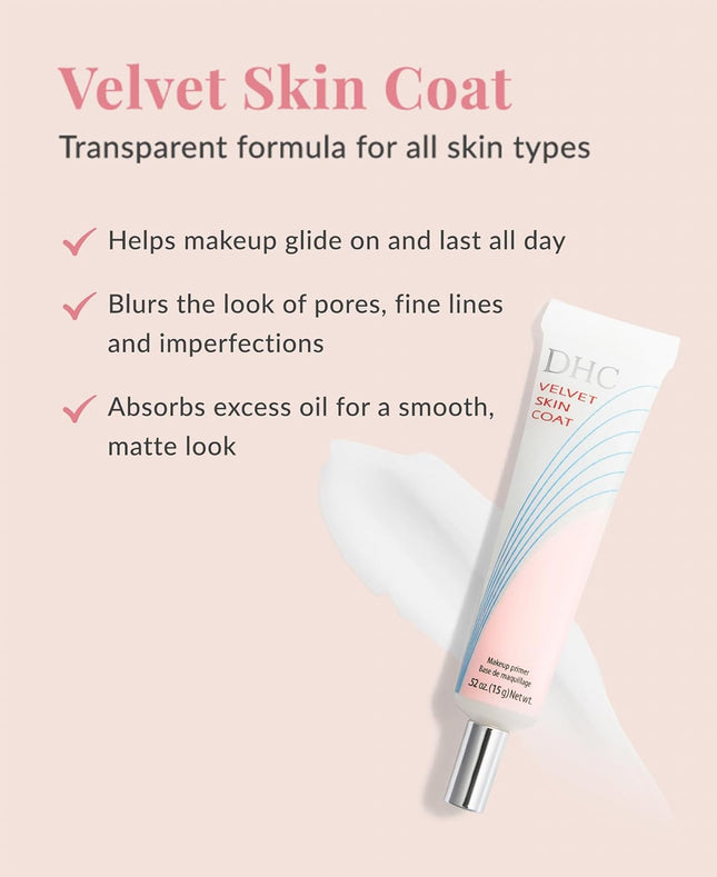 DHC Velvet Skin Coat, Mattifying Makeup Primer, Powder-Gel Formula, Minimizes Lo