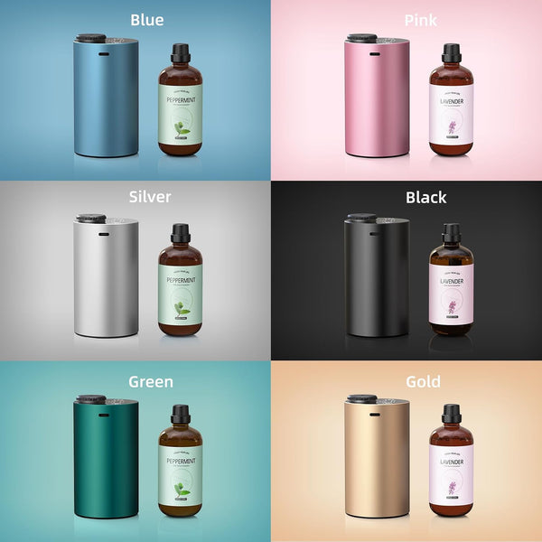Waterless Essential Oil Diffuser Starter Kit - No Water Needed, Battery Operated Scent Diffuser Included 120ml Essential Oil, Portable Mini