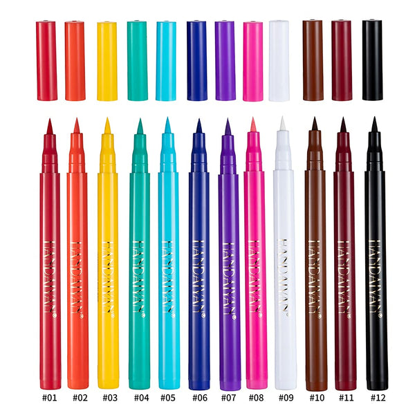 BestLand 12 Colors Matte Liquid Eyeliner Set Rainbow Colorful Neon Eyeliner Pencil Pigmented Waterproof Smudgeproof Long Lasting Gel Eye Liner