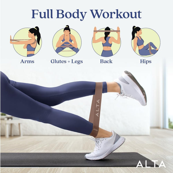 ALTA Mini Loop Bands for Exercise - Premium Durable Latex - Small Resistance Bands for Women, Booty Bands for Working Out, Leg Stretch Loops for