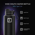 IRON °FLASK 32 oz Wide Mouth Water Bottle with Spout | Insulated Stainless Steel Sports Water Bottle with 3 Leakproof Lids - BPA Free, Cold 24
