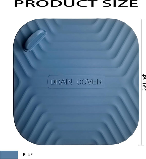 Shower Drain Cover Tub Stopper,2 Pieces Sewer Anti-Odor Mat Deodorizing Drain Plugs for Kitchen,Bathroom and Laundry(5.9X5.9 Inch) Blue