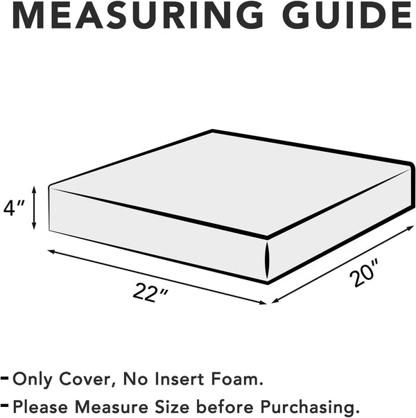 Easy-Going Waterproof Patio Seat Cushion Covers 22x20x4 inch 6 Pack Replacement Non-Slip Outdoor Cushion Slipcover with Zipper and Adjustable